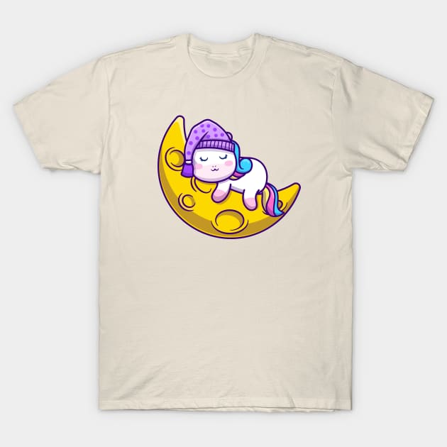 Cute Unicorn Sleeping On Moon T-Shirt by Catalyst Labs